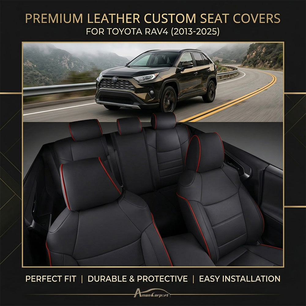 Custom Fit Leather Car Seat Covers Full Set for Toyota RAV4 (2013-2025) – Original Factory Texture