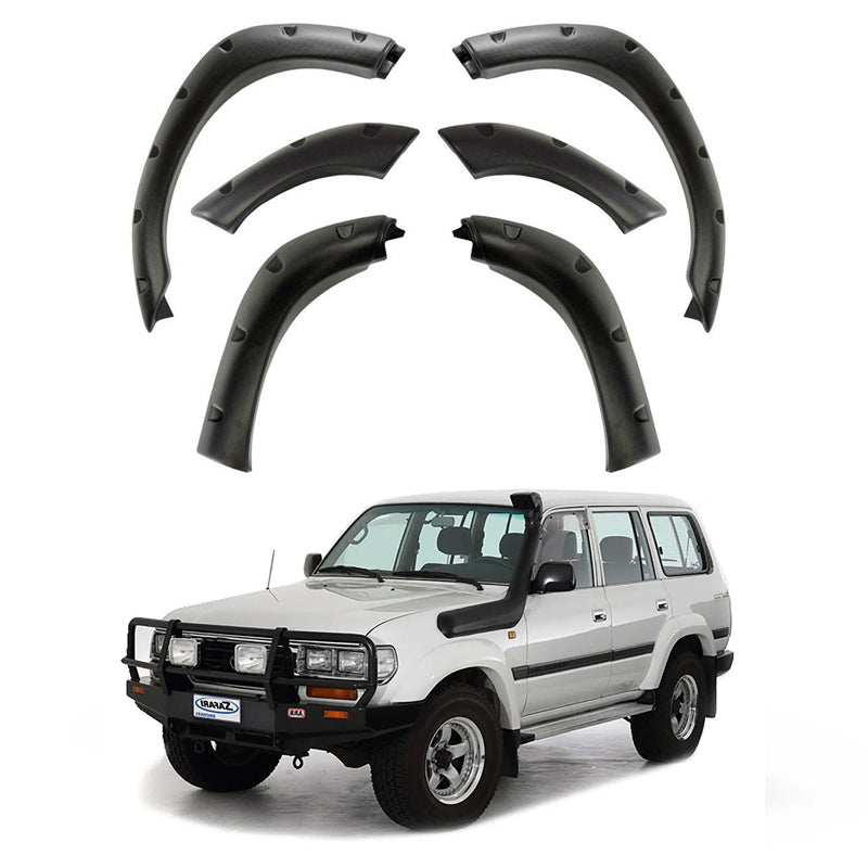 Front & Rear Fender Flares Kit for Toyota Land Cruiser LC80 (1990–1998) – 6PCS Black Wheel Arch Trim, Durable & Direct Fit