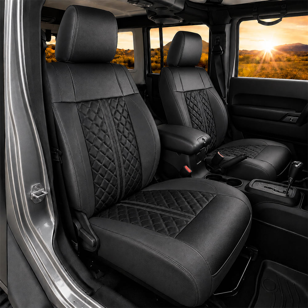 Jeep Wrangler JK JL Seat Covers 2007–2026 2 Door & Unlimited Custom Fit Leather