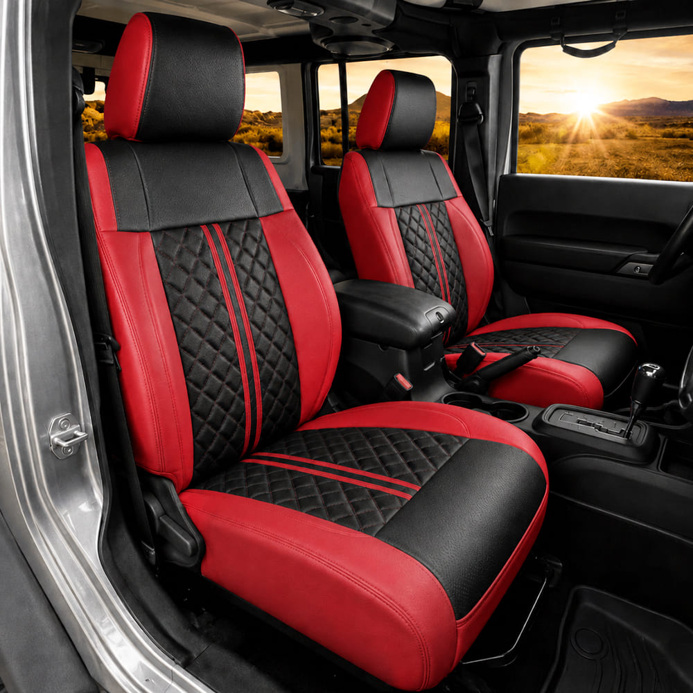 Jeep Wrangler JK JL Seat Covers 2007–2026 2 Door & Unlimited Custom Fit Leather