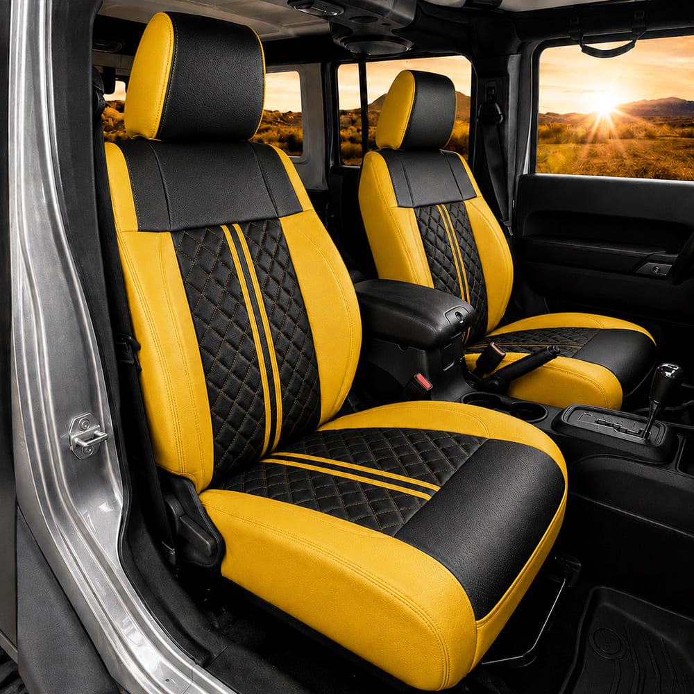 Jeep Wrangler JK JL Seat Covers 2007–2026 2 Door & Unlimited Custom Fit Leather