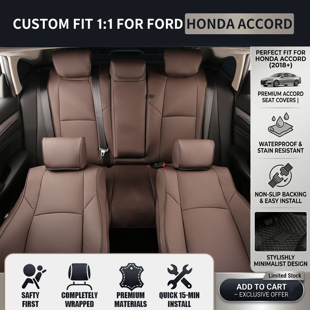 Custom For Honda Accord(2013-2026) Faux Leather Car Seat Cover Full Set