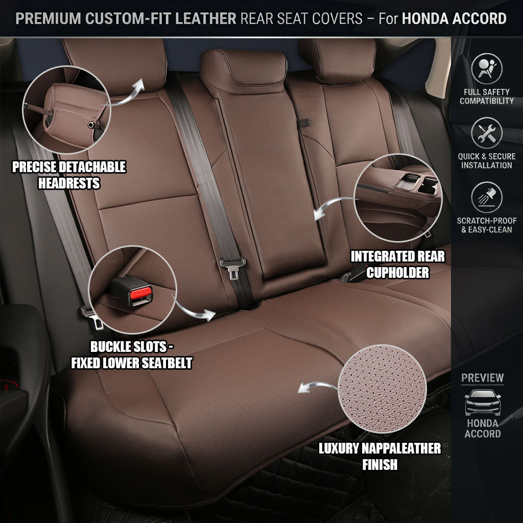 Custom For Honda Accord(2013-2026) Faux Leather Car Seat Cover Full Set