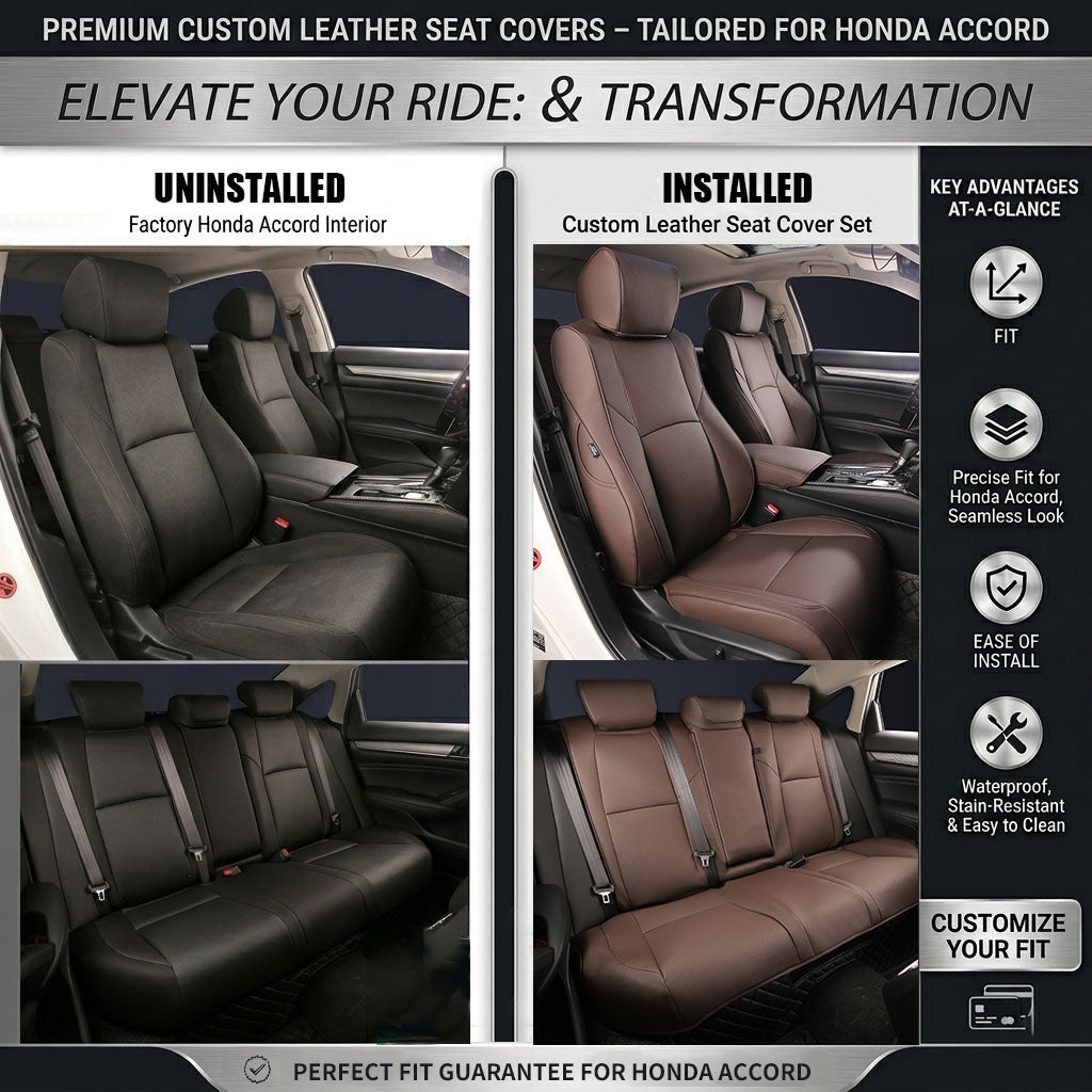 Custom For Honda Accord(2013-2026) Faux Leather Car Seat Cover Full Set