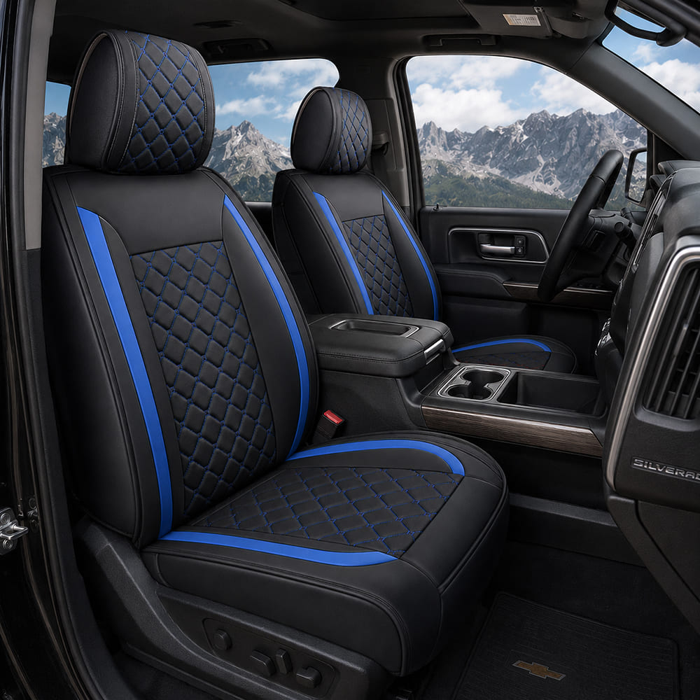 Custom Fit Leather Seat Covers for Chevy Silverado & GMC Sierra 1500 2500HD 3500HD (2007-2026) Full Set