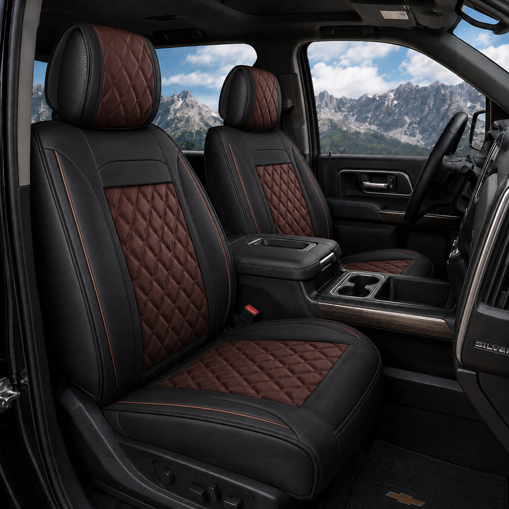 Custom Fit Leather Seat Covers for Chevy Silverado & GMC Sierra 1500 2500HD 3500HD (2007-2026) Full Set