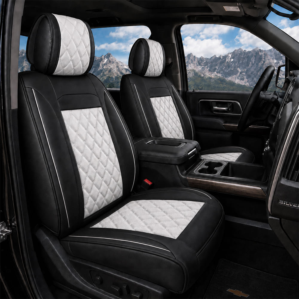 Custom Fit Leather Seat Covers for Chevy Silverado & GMC Sierra 1500 2500HD 3500HD (2007-2026) Full Set