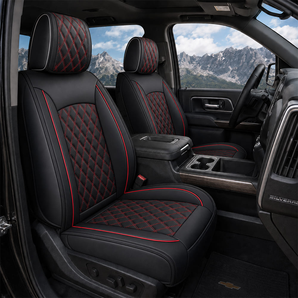 Custom Fit Leather Seat Covers for Chevy Silverado & GMC Sierra 1500 2500HD 3500HD (2007-2026) Full Set