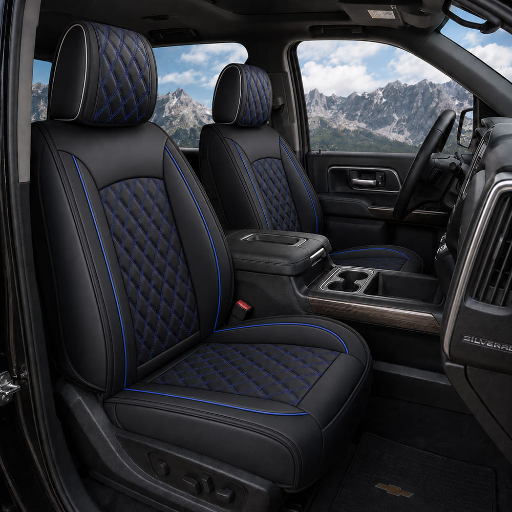 Custom Fit Leather Seat Covers for Chevy Silverado & GMC Sierra 1500 2500HD 3500HD (2007-2026) Full Set