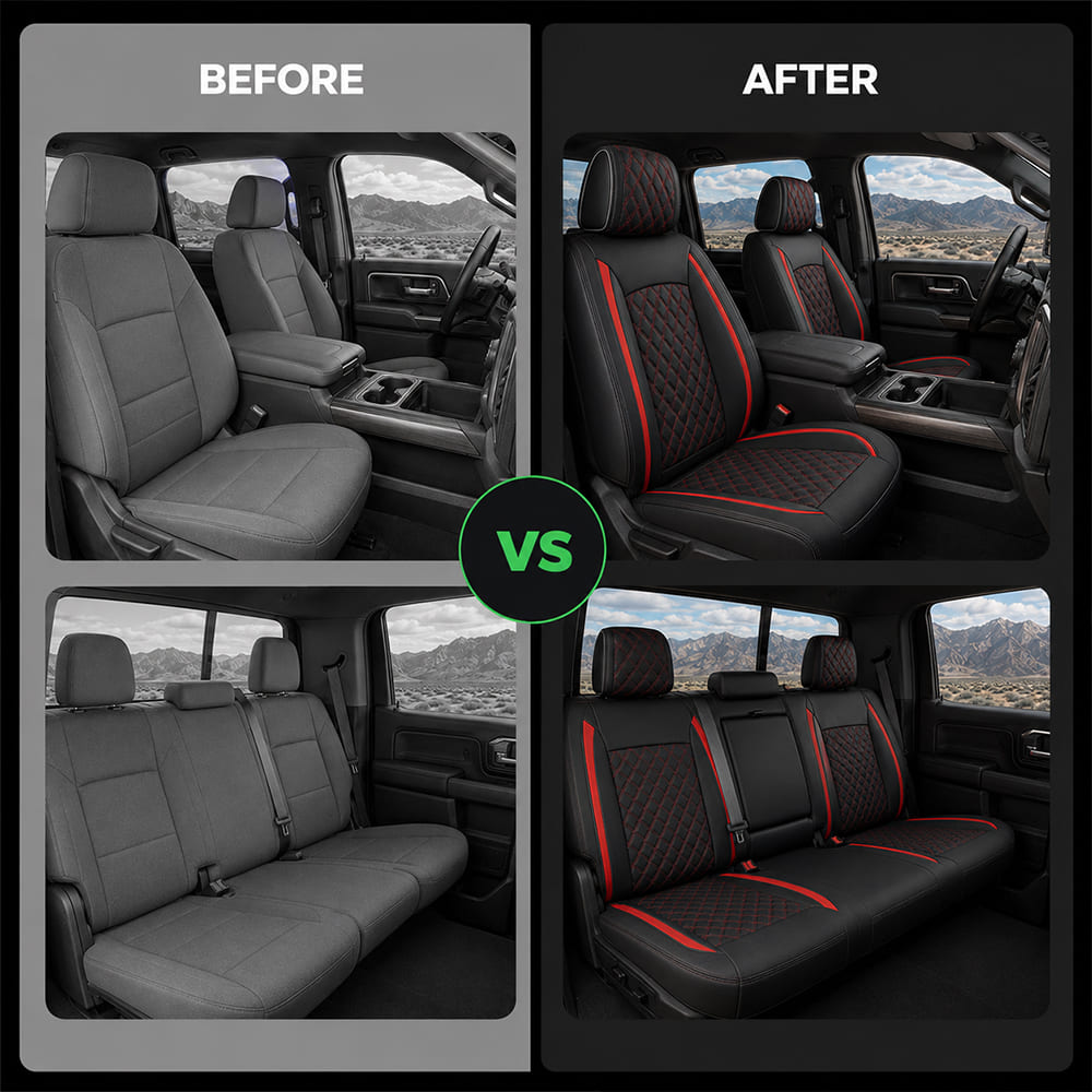 Custom for Chevy Silverado & GMC Sierra (2014-2026) Leather Seat Covers Full Set – Perfect Fit for 1500