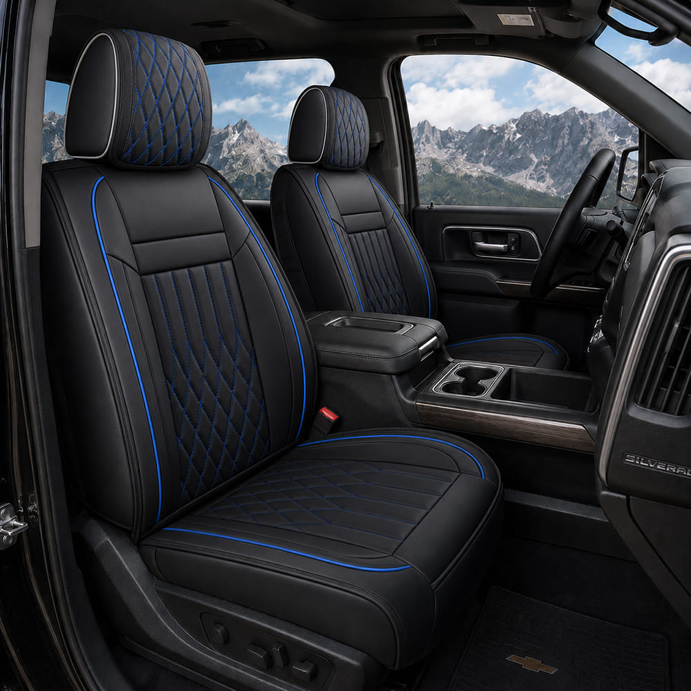 Custom Fit Leather Seat Covers for Chevy Silverado & GMC Sierra 1500 2500HD 3500HD (2007-2026) Full Set