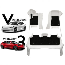 Special for Tesla Model 3 and Model Y Leather Floor Mat Fully Surrounded By All-Weather Floor Mat