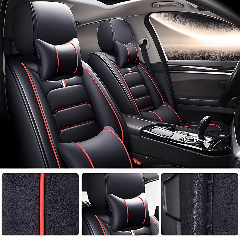 Universal Faux Leather Car Seat Covers 5-Piece Set – Waterproof, Easy Install, Fit SUV, Sedan & Truck
