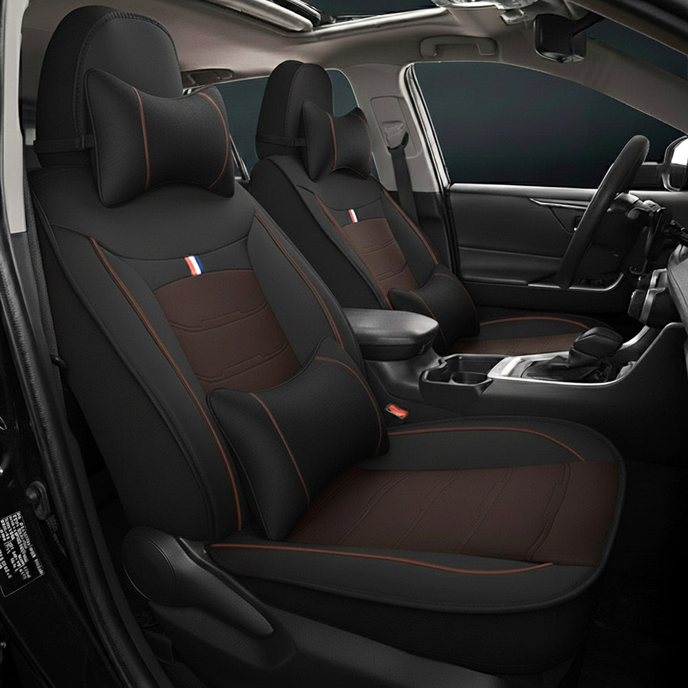 Universal Fit Faux Leather Car Seat Covers – 5-Piece Set, Waterproof, Easy Care for Most Vehicles