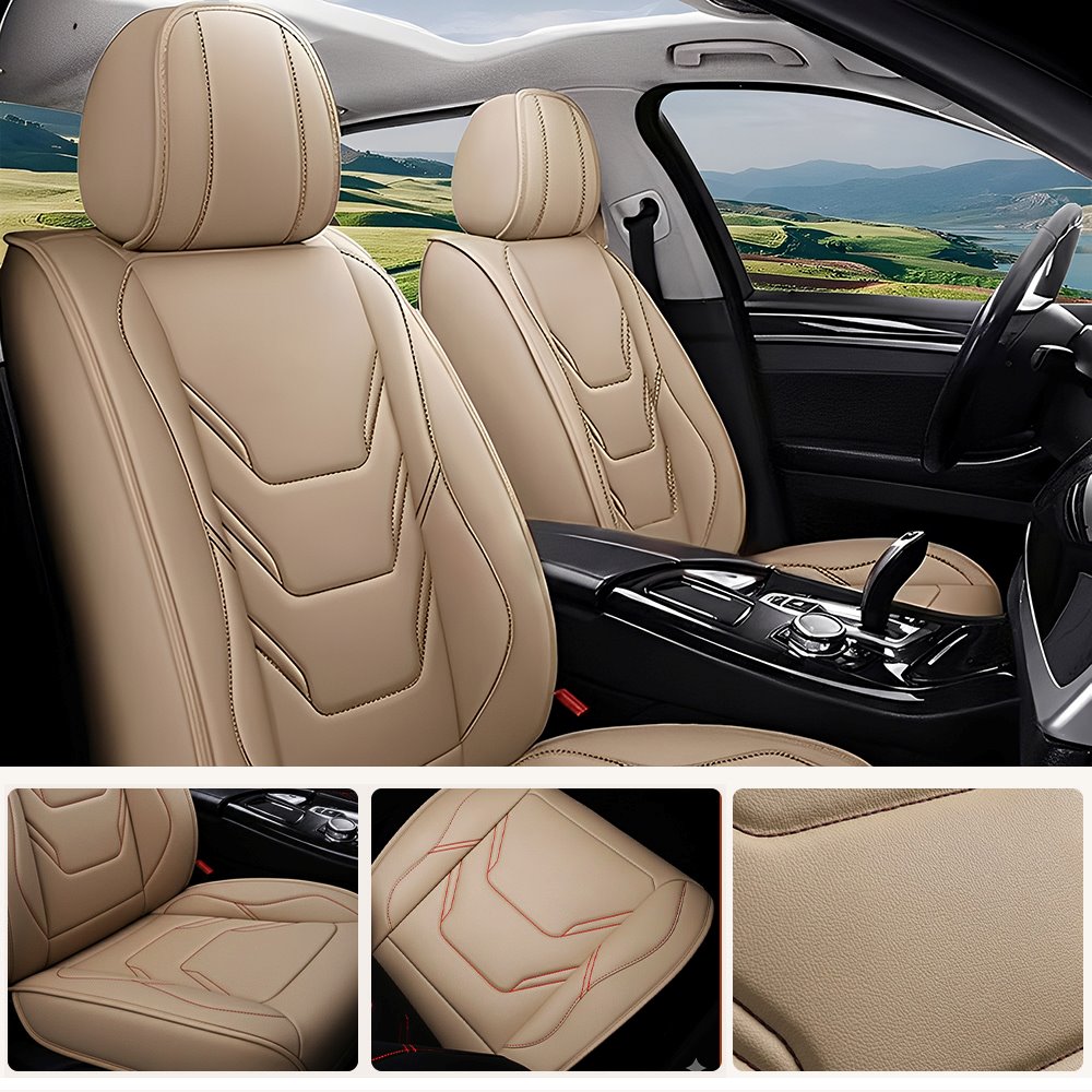 Universal Fit Car Seat Covers Full Set – Waterproof Scratch-Resistant Faux Leather for Cars & Pickups