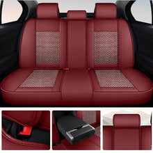 Load image into Gallery viewer, AmanCarport Universal 5-Seat Car Seat Covers – Faux Leather &amp; Ice Silk Full Set, Breathable &amp; Airbag Compatible