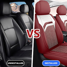 Load image into Gallery viewer, AmanCarport Universal 5-Seat Car Seat Covers – Faux Leather &amp; Ice Silk Full Set, Breathable &amp; Airbag Compatible