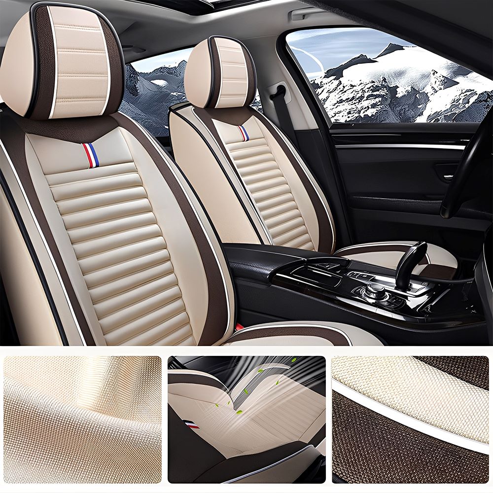Cotton Linen Car Seat Covers Full Set – Durable, Eco-Friendly & Easy Install for 5-Seat Vehicles