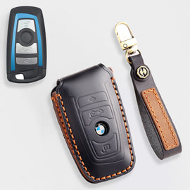 Genuine Leather Key Fob Cover for BMW 1 3 4 5 7 Series X1 X3 X4 X5 X6 X7 330i 530i 540i 730i Smart Key Case Holder Accessories