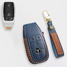 Load image into Gallery viewer, Genuine Leather Key Fob Cover for Mercedes-Benz C-Class, G-Class, E-Class, GLK, R350, GL, and GLC Models