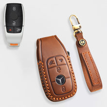 Load image into Gallery viewer, Genuine Leather Key Fob Cover for Mercedes-Benz C-Class, G-Class, E-Class, GLK, R350, GL, and GLC Models