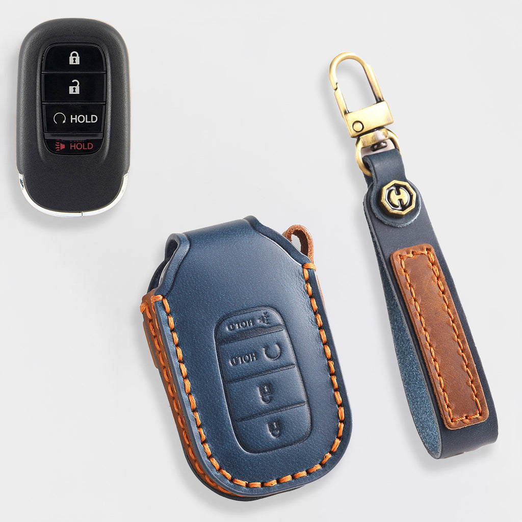 Genuine Leather Key Cover for Honda Civic, Accord, CR-V, Pilot, HR-V - 2 to 7 Button Case / Fits Odyssey, Passport, Insight