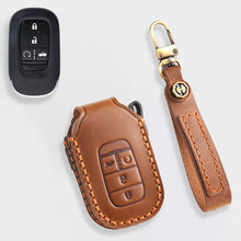 Load image into Gallery viewer, Genuine Leather Key Cover for Honda Civic, Accord, CR-V, Pilot, HR-V - 2 to 7 Button Case / Fits Odyssey, Passport, Insight