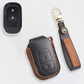Genuine Leather Key Cover for Honda Civic, Accord, CR-V, Pilot, HR-V - 2 to 7 Button Case / Fits Odyssey, Passport, Insight