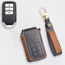 Load image into Gallery viewer, Genuine Leather Key Cover for Honda Civic, Accord, CR-V, Pilot, HR-V - 2 to 7 Button Case / Fits Odyssey, Passport, Insight