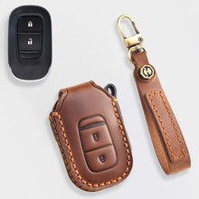 Load image into Gallery viewer, Genuine Leather Key Cover for Honda Civic, Accord, CR-V, Pilot, HR-V - 2 to 7 Button Case / Fits Odyssey, Passport, Insight