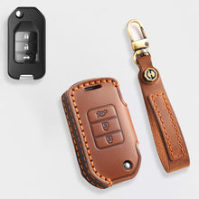 Load image into Gallery viewer, Genuine Leather Key Cover for Honda Civic, Accord, CR-V, Pilot, HR-V - 2 to 7 Button Case / Fits Odyssey, Passport, Insight