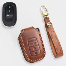 Load image into Gallery viewer, Genuine Leather Key Cover for Honda Civic, Accord, CR-V, Pilot, HR-V - 2 to 7 Button Case / Fits Odyssey, Passport, Insight