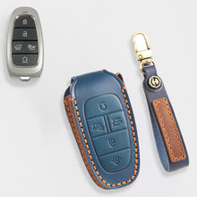 Load image into Gallery viewer, Genuine Leather Key Fob Cover for Hyundai Sonata, Santa Fe, Tucson, Palisade, - 3/4/5/6/7 Button Protective Case