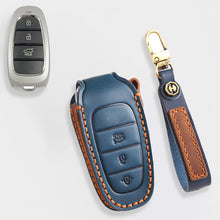 Load image into Gallery viewer, Genuine Leather Key Fob Cover for Hyundai Sonata, Santa Fe, Tucson, Palisade, - 3/4/5/6/7 Button Protective Case