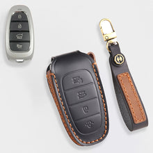Load image into Gallery viewer, Genuine Leather Key Fob Cover for Hyundai Sonata, Santa Fe, Tucson, Palisade, - 3/4/5/6/7 Button Protective Case