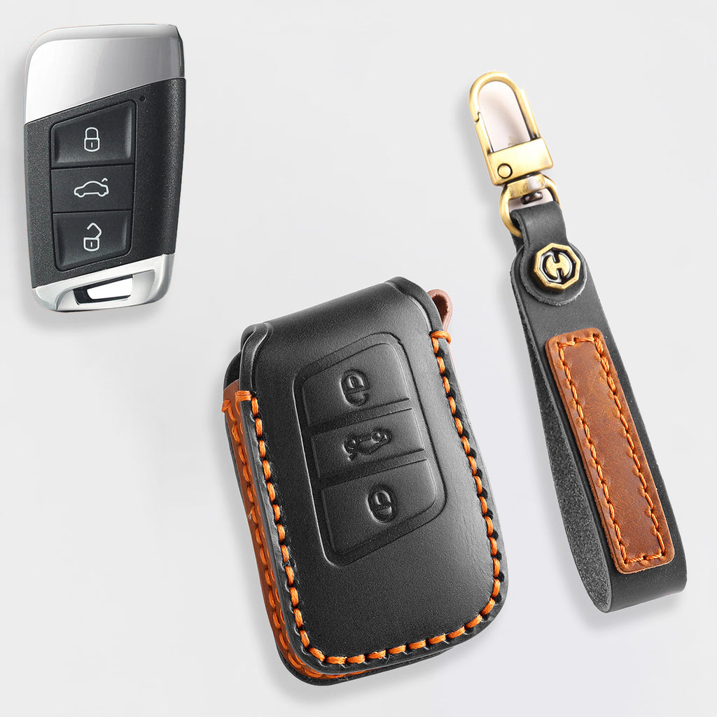 Genuine Leather Key Fob Cover for All 3-Button Volkswagen Key Fobs