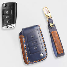 Load image into Gallery viewer, Genuine Leather Key Fob Cover for All 3-Button Volkswagen Key Fobs