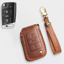Load image into Gallery viewer, Genuine Leather Key Fob Cover for All 3-Button Volkswagen Key Fobs