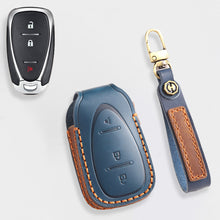 Load image into Gallery viewer, Handmade Leather Key Cover for Chevrolet Silverado Tahoe Camaro Equinox - 3/4/5/6 Button Case (Fits 2016-2024)