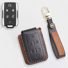 Load image into Gallery viewer, Handmade Leather Key Cover for Chevrolet Silverado Tahoe Camaro Equinox - 3/4/5/6 Button Case (Fits 2016-2024)