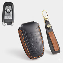 Load image into Gallery viewer, Premium Leather Key Fob Cover for Ford F150 F250 Mustang - Protective Case for 3/4/5 Button Remotes (Fits Bronco/Ranger/Edge)