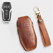 Load image into Gallery viewer, Premium Leather Key Fob Cover for Ford F150 F250 Mustang - Protective Case for 3/4/5 Button Remotes (Fits Bronco/Ranger/Edge)