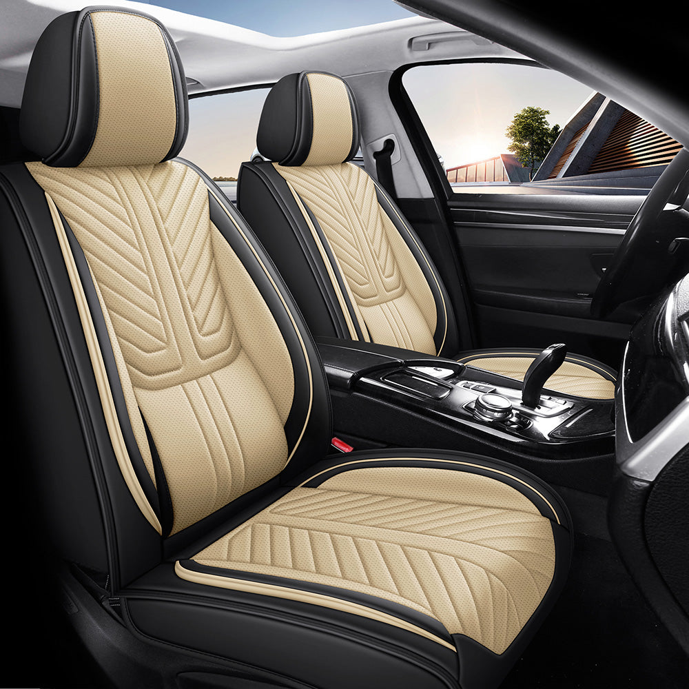 AmanCarport Car Seat Covers Faux Leather 5-Piece Set - Universal Fit for SUV, Truck, Sedan & Most Vehicles